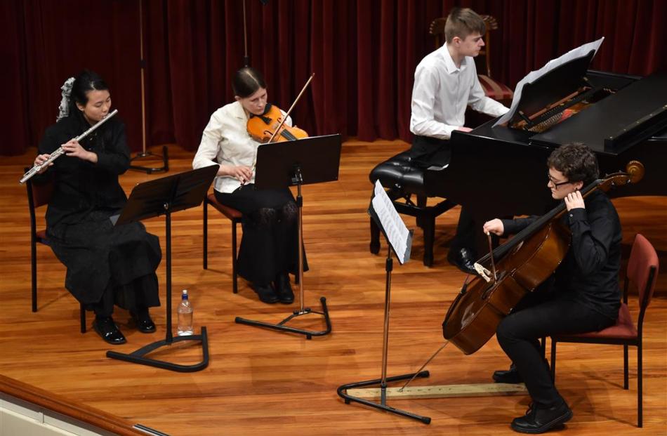 Logan Park High School quartet Night Flight, (from left) Julie Qiyang, Cassandra Muir, Ben...