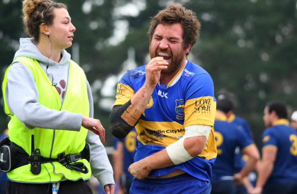 Action from today's game between Dunedin and Taieri. Photo: Caswell Images