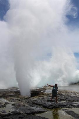 An Alofa’aga blowhole puts on a spectacular display.