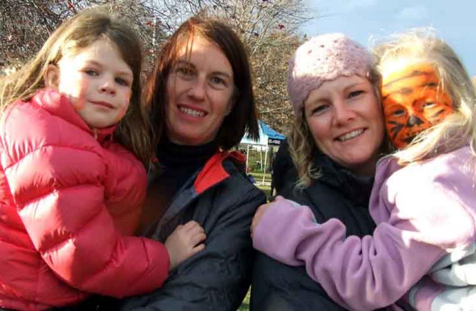 Charlotte (5) and Barbara Macandrew, with Ella and Sienna (5) Frires, all of Wanaka.