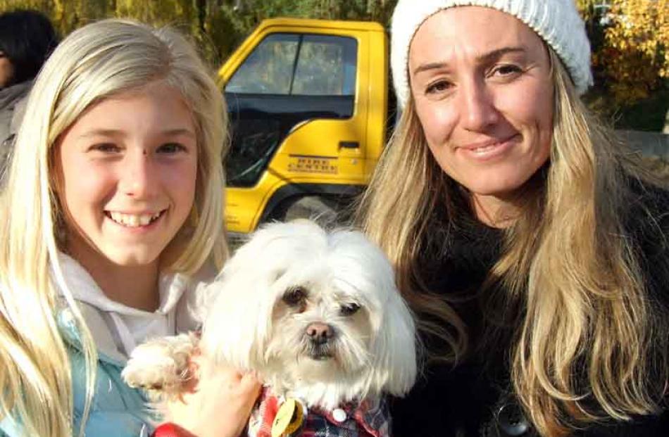 Grace (12) and Donna Green, with Maltese Terrier Minty, all of Wanaka.