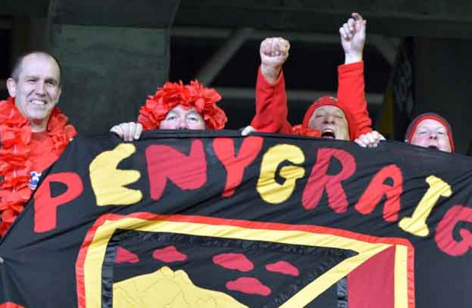 Fans show their allegiance to Penygraig, a village in south Wales.
