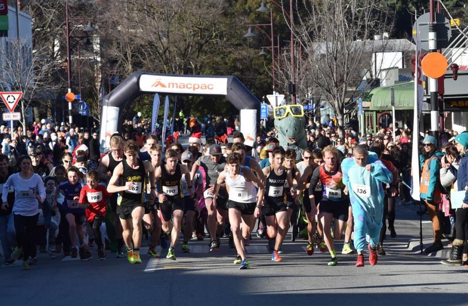 The start of the Golden Mile race in central Queenstown on Saturday.