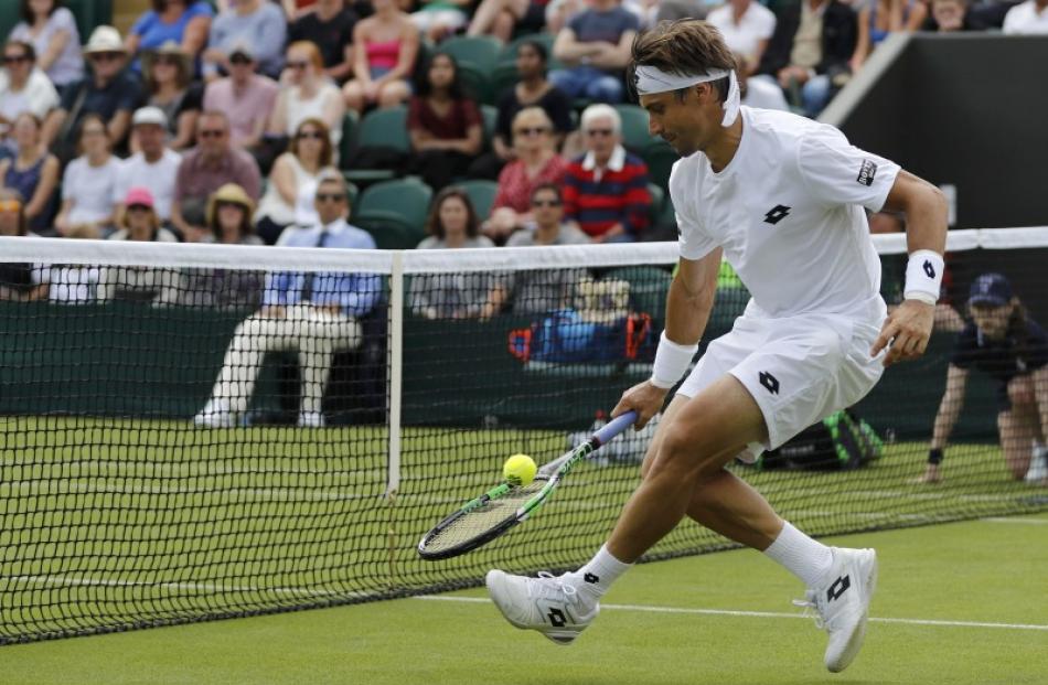 David Ferrer plays the ball at the net. Photo: Reuters
