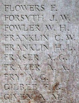 A panel at the Fromelles memorial showing Andy Given’s name.