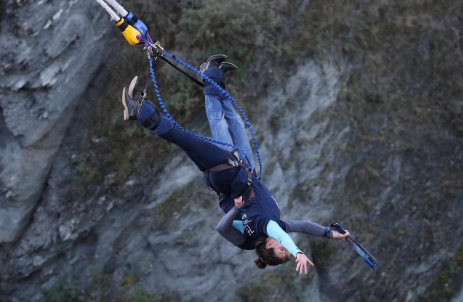 Constable Abby Pagel celebrated her birthday with a bungy jump, attached to Detective Lisa Watt ...