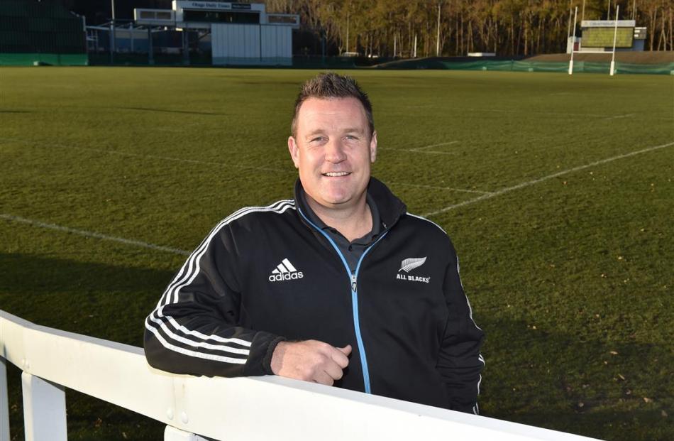 New University Oval groundsman Mike Davies at his "office'' yesterday. Photo by Gregor Richardson.