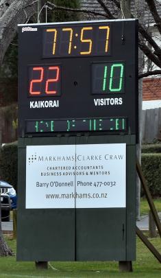 Action from today's Kaikorai v University match. Photo: Peter McIntosh