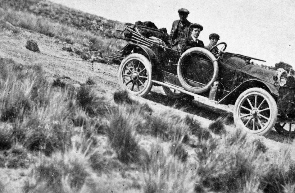 Dragging a large stone behind the car saved the brakes on steep downhill slopes when this car...