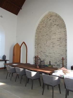 Some of the stone has been left exposed inside to show what the original looked like.