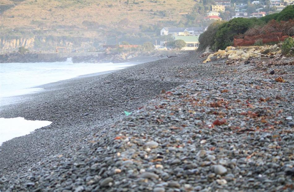 Heavy swells in June have undermined the beach at Oamaru's waterfront. Photo by Hamish MacLean.