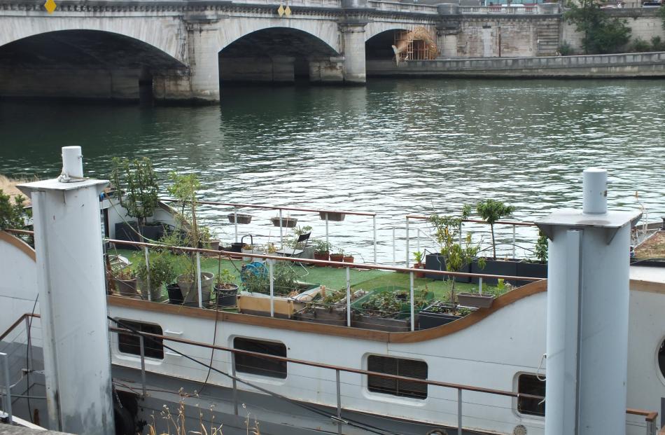 Do it anywhere ... A garden on a boat in Paris. PHOTO: GILLIAN VINE