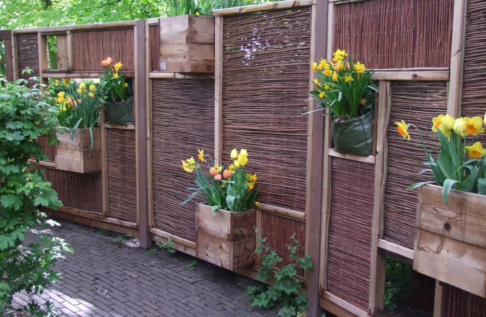 Tiny garden ... Planters on a fence save space. PHOTO: GILLIAN VINE