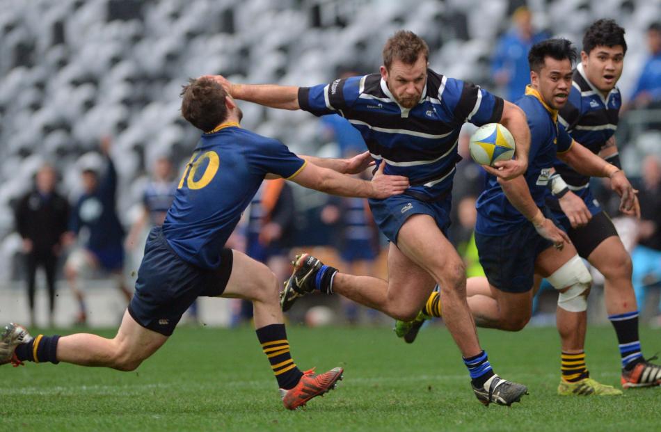 Action from today's club rugby final between Kaikorai and Dunedin. Photo: Gerard O'Brien