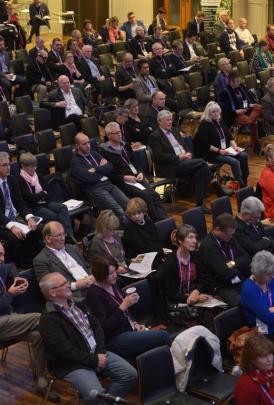 People listen on the last day of the Local Government New Zealand conference in Dunedin yesterday.