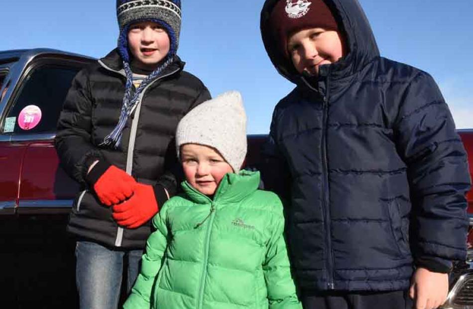 From left; Lucas Evans (9), Charlie Ryall (3) and Zac Scott (7) , all of Dunedin.