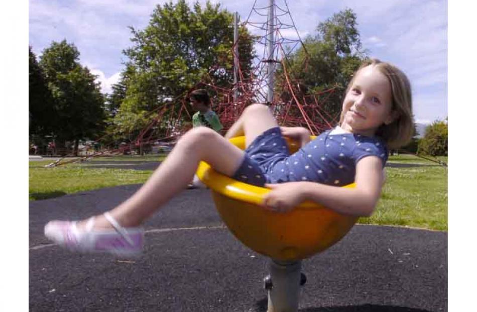 Jordan Hunt (6) of Milton finds plenty of fun to go around. Photo by Jane Dawber.