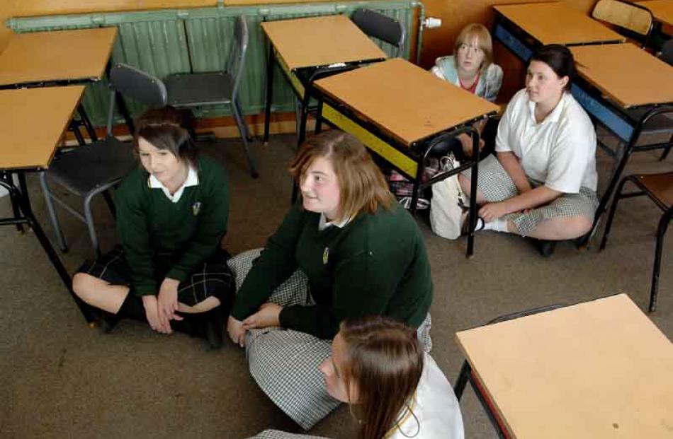 Pupils at East Otago High School were advised to sit on the floor and stay away from windows...