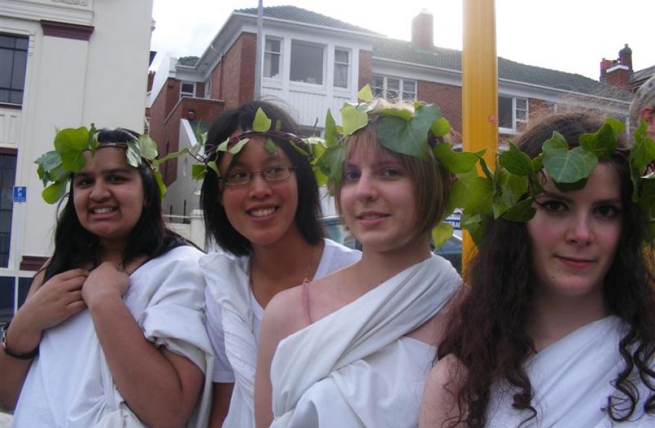 Caught up in the toga parade. Photo by Emily Menkes