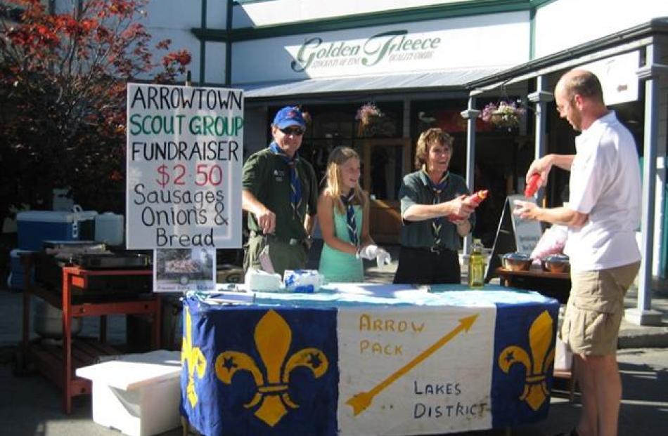Arrowtown Scouts Group Sausage Sizzle at the Arrowtown Street Party Sat night. Gary Healey,...