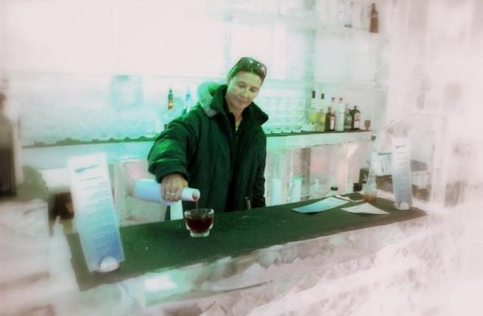 Even your glass is made of ice! Sara Turner at 5 Below  bar, Steamer wharf, Queenstown. Photo by...