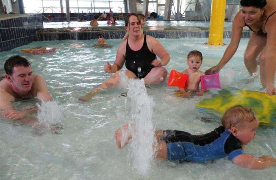The Melville/Spiers family have fun at the Queenstown Aquatic Centre in Frankton. Photo by Lyall...