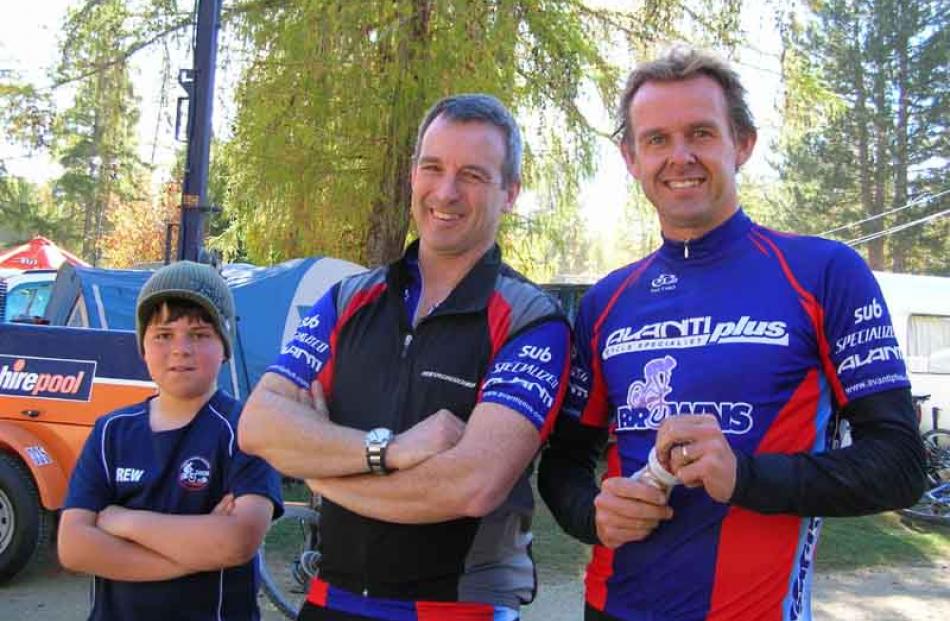 Sam Howell (10), Glyn Howell, and Jason Low, all of Dunedin.