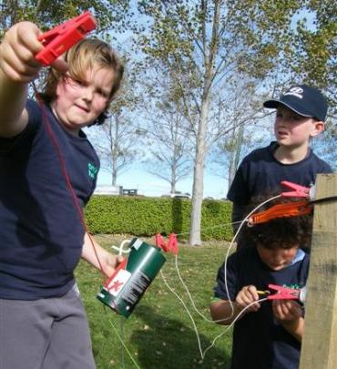 AgriKidsNZ team Maheno Transformers (from left) Ellen McAtamney(10), Andrew Searle(10) and Ben...