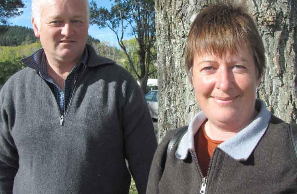 Parents attending the race: Phil McGimpsey and Kerry France, both of Moa Flat, supporting Blue...