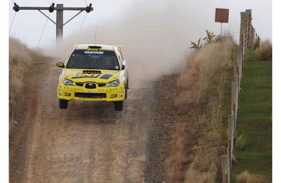 Richard Mason in his Subaru Impreza competes in Special Stage 5 in the Rally of Otago. Photo by...
