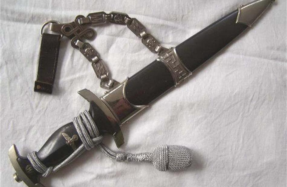 A German SS officer's chained dagger which sold for $9000 at auction yesterday.