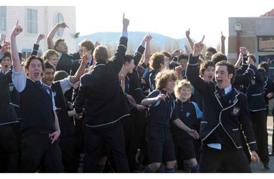 Stuart house pupils celebrate their win.