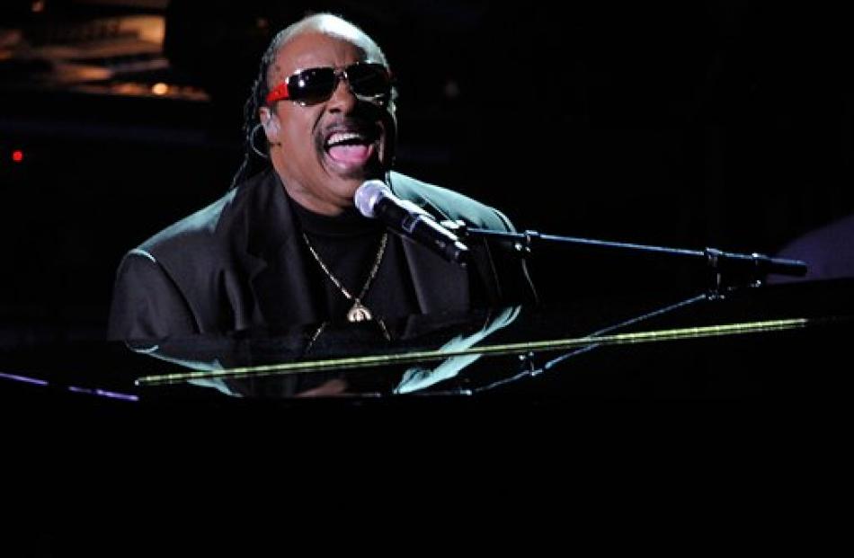 Musician Stevie Wonder performs.