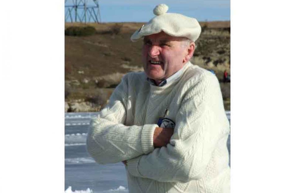 Stewart McKnight of Blackstone Hill watches the progress of his stone.