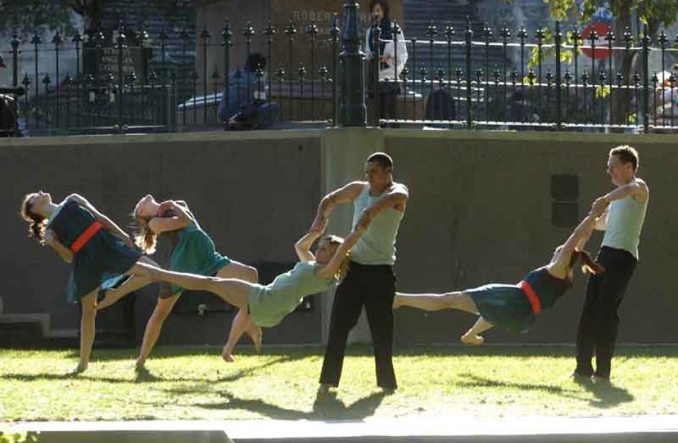 Footnote Dance Company in the upper Octagon (from left) Erynne Gleeson, Hannah Elks, Jeremy Poi,...
