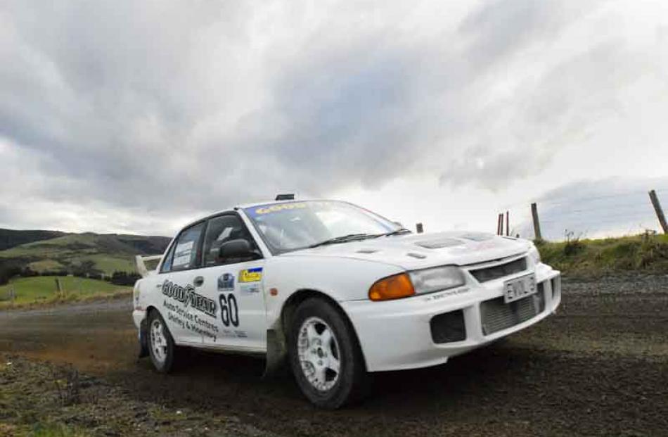 Driver David Anderson and Co-driver Hamish Anderson of Christchurch in their Misubishi Evo 3 on...