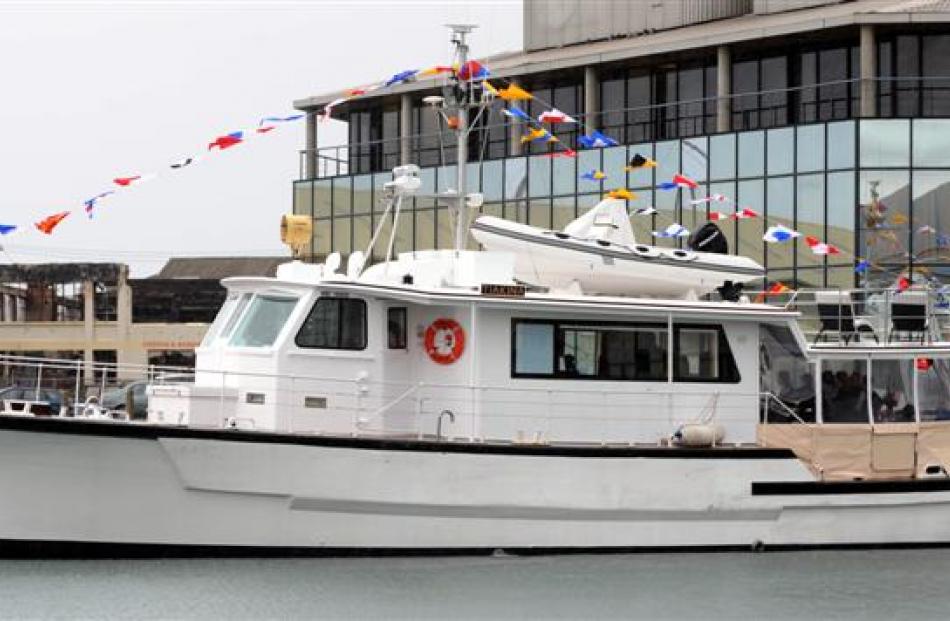 The MV Tiakina berthed in the harbour basin.