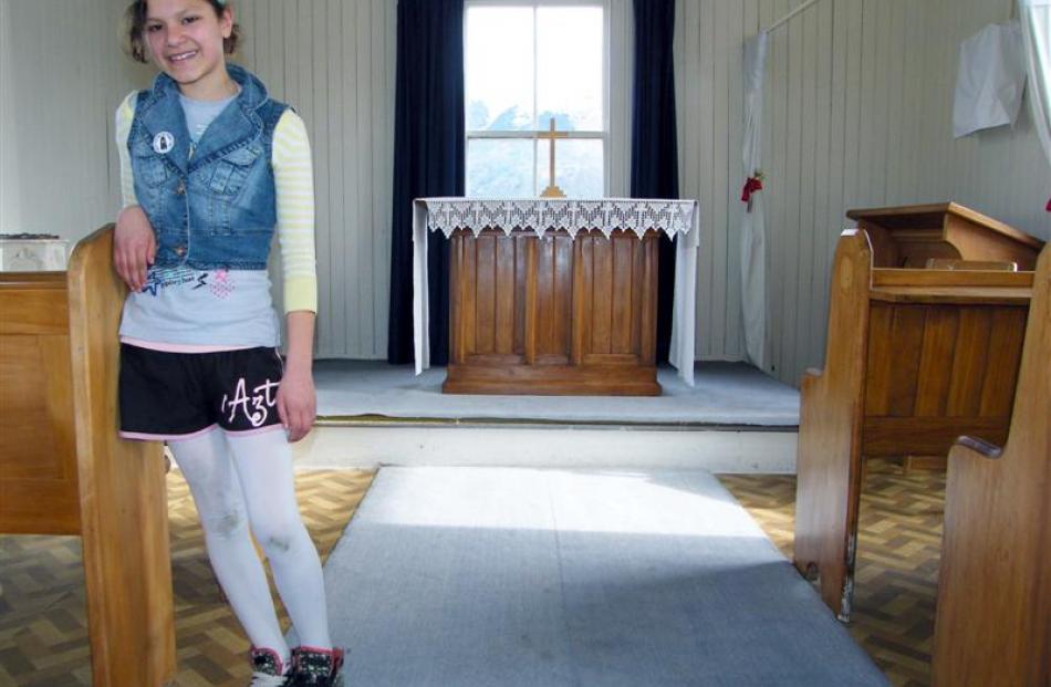Glenorchy School pupil Claudia Moore (12) inside the 120-year-old Head of the Lake Community...