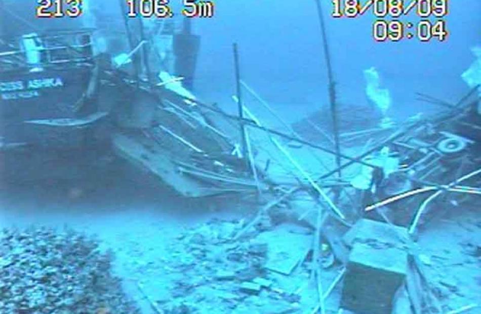 Stern of the ship, showing the broken ramp.