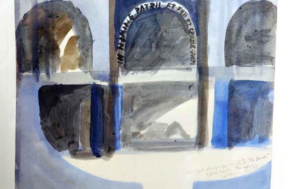 Ralph Hotere paintings owned by Barry Coleman at the Carey's Bay Hotel.