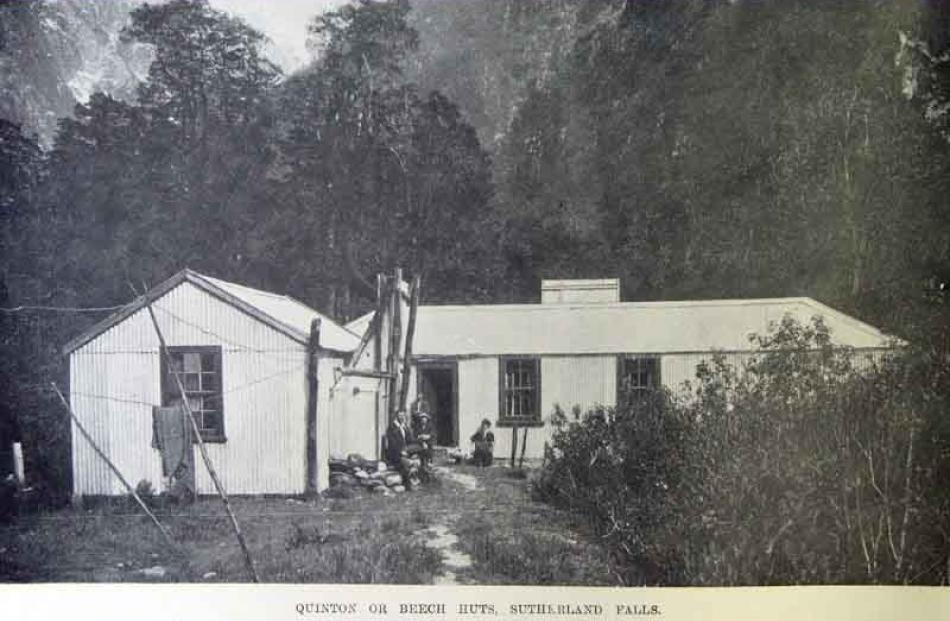 Quinton or Beech huts, Sutherland Falls, on the Te Anau-Milford track.