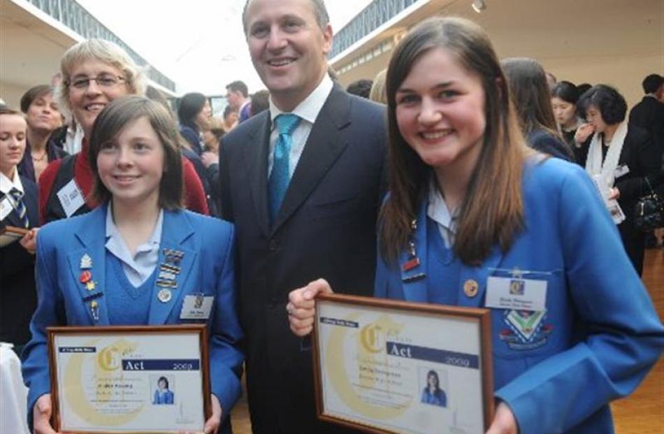 Queens High School pupils Amber Hosking , left and Emily Berryman on the right is photographed...