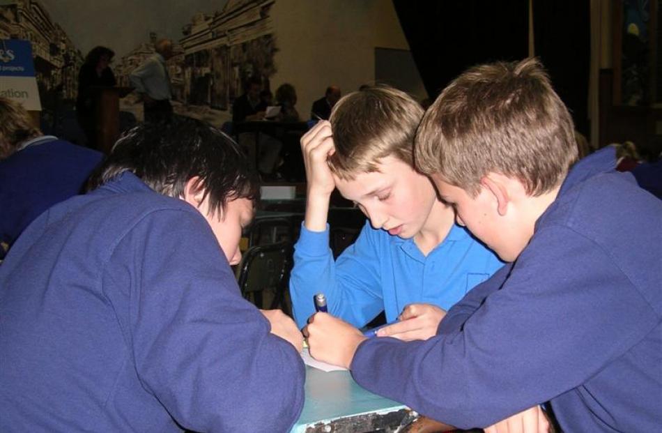 Cromwell College pupils (from left) Ryan Green,  Simon Taylor and Arran Smith (all 13).