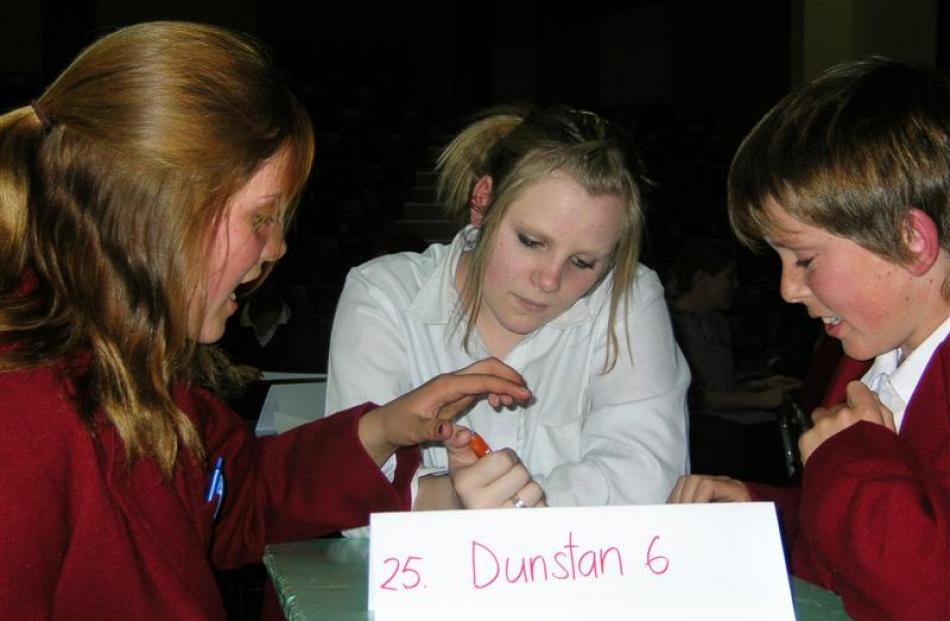 Dunstan High School pupils (from left) Hayley Greaves, Aleisha McAra and Oli Jolly (all 14).