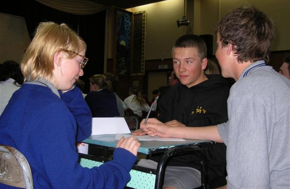 Mt Aspiring College pupils (from left) Olly Allan, Gray Smith and Cody Tucker (all 14).