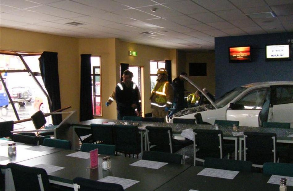 The vehicle sits inside the restaurant. Photos by The Ensign.