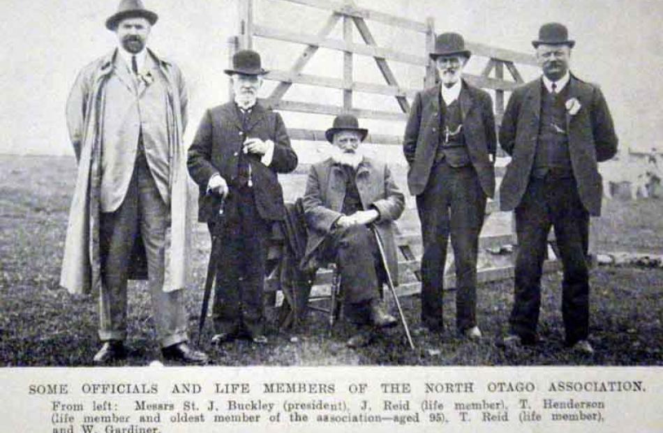 Some officials and liife members of the North Otago A. and P. Association: From left, Messrs St J...