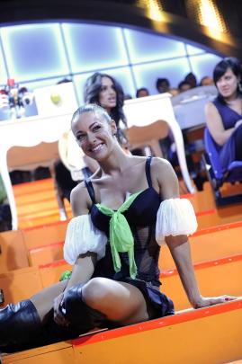 Italian television showgirl Melita Toniolo during the show Colorado Cafe, aired on the Mediaset...