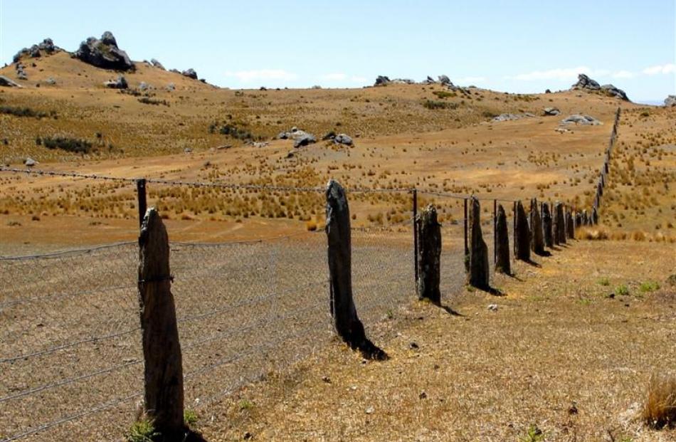 A restored original stone post fence on Stonehenge built by Jim Hore's ancestors.