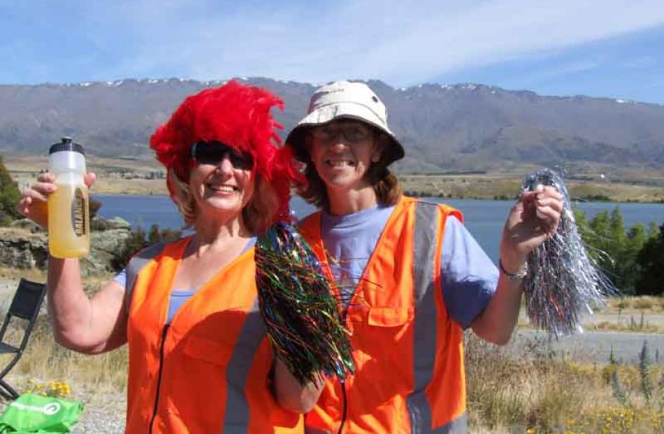 Elizabeth Irvine and Carol Hannon, both of Wanaka, volunteered at a station near the head of Lake...